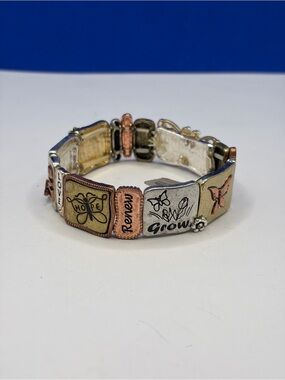 Inspirational Butterfly Mixed Metal Stretch Bracelet Be Free Transform